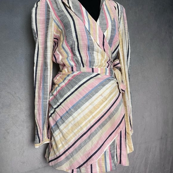 Majorelle Multicolor Stripe wrap Mini dress size small - Picture 3 of 5